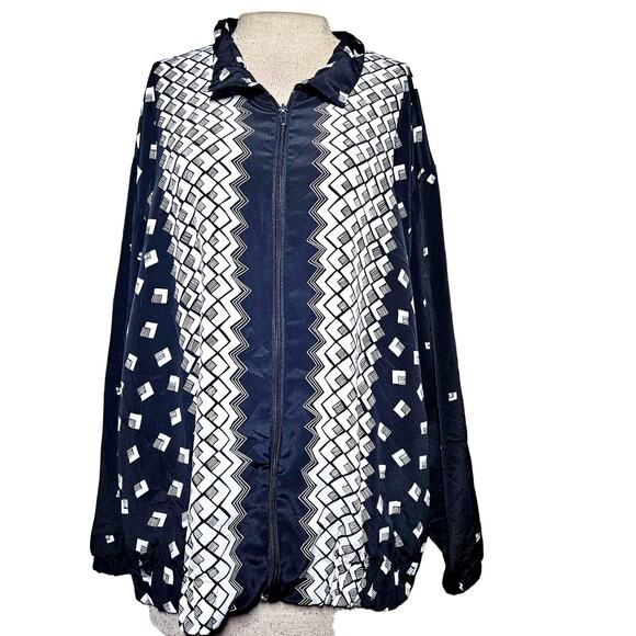 Vintage Full Zip Collard Blouse Size XL - Picture 1 of 4